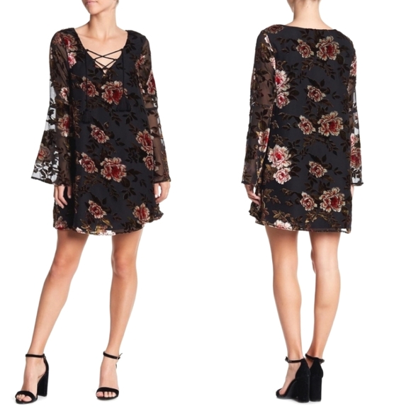 Cupcakes & Cashmere Women's Floral Black Valda Dress Small - Picture 2 of 7